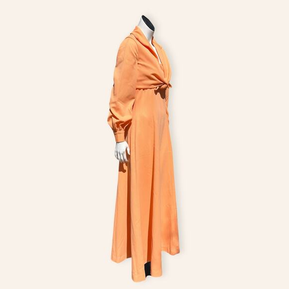 VTG Orange Sherbet Maxi Dress + Puff Sleeve Tie Jacket size 6 - Picture 2 of 12